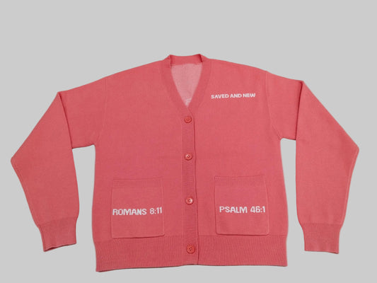 Romans 8:11 Pink Cardigan (Pre-Order)