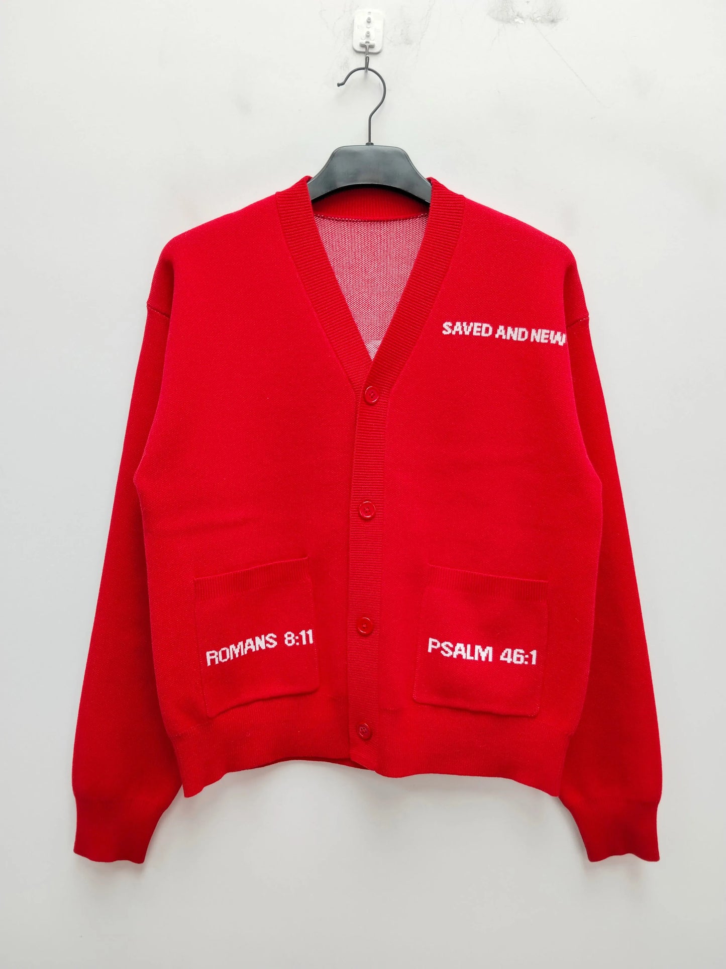 Romans 8:11 Red Cardigan (Pre-Order)